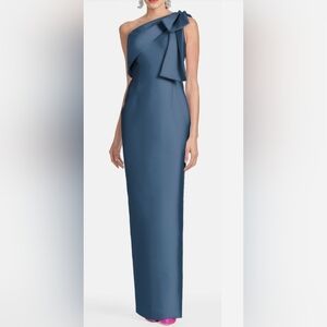 Sachin & Babi Bonnie Bonnie Bow Shoulder Gown in Steel Blue
